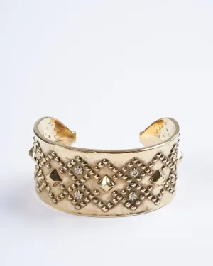 wide diamondback pyramid cuff champagne diamonds - bronze