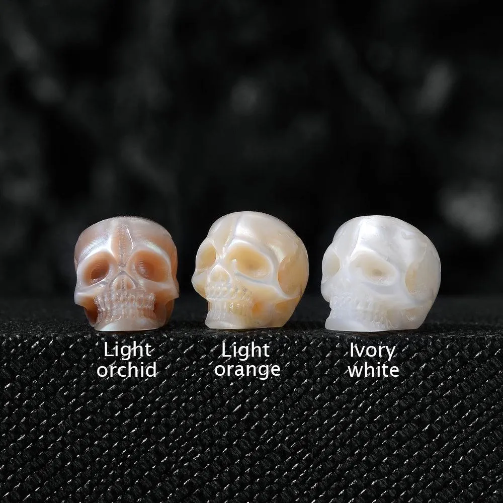 Witch Hat Pearl Carved Skull Earrings