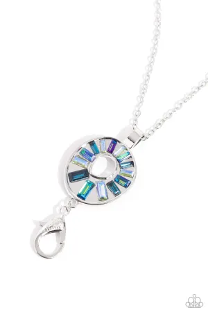 Wreathed in Artistry - Green - Emerald Cut Gem Paparazzi Lanyard Necklace