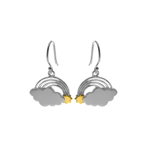 Yellow gold plated cloud, sun & rainbow earrings