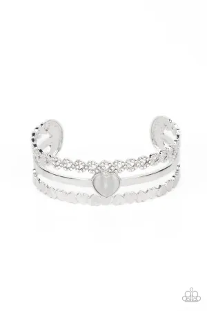 You Win My Heart - White (Rhinestone Heart) Bracelet